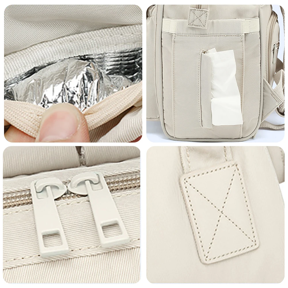 Bolsa de pañales para bebés impermeable gris maternidad viajes