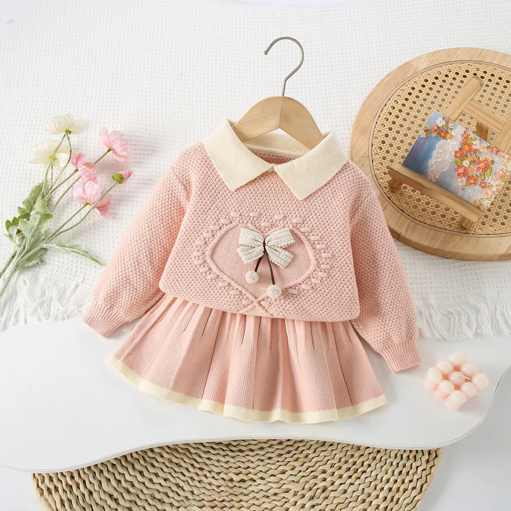 MILANCEL Conjunto de suéter de otoño para niños 9M-5T con falda