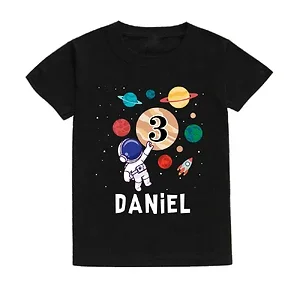 Camiseta personalizada de cumpleaños con astronauta para niño y niña - imagen 3