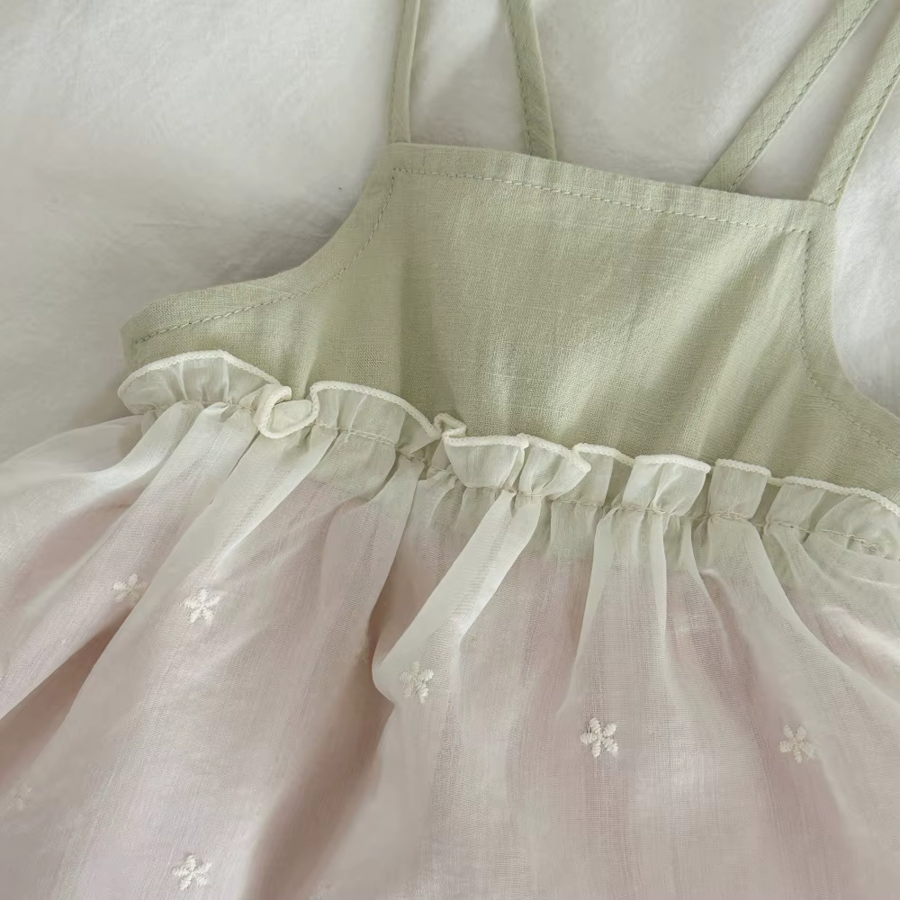 Milancel vestido de verano para bebé con flores bordadas y tirantes