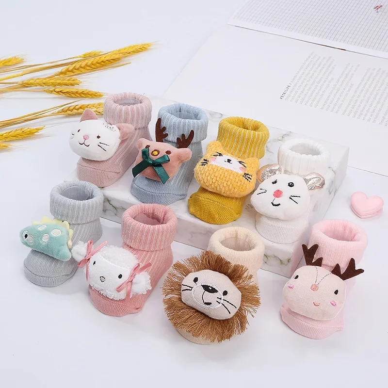 Calcetines para bebé de algodón suave con motivos kawaii y 3D animales