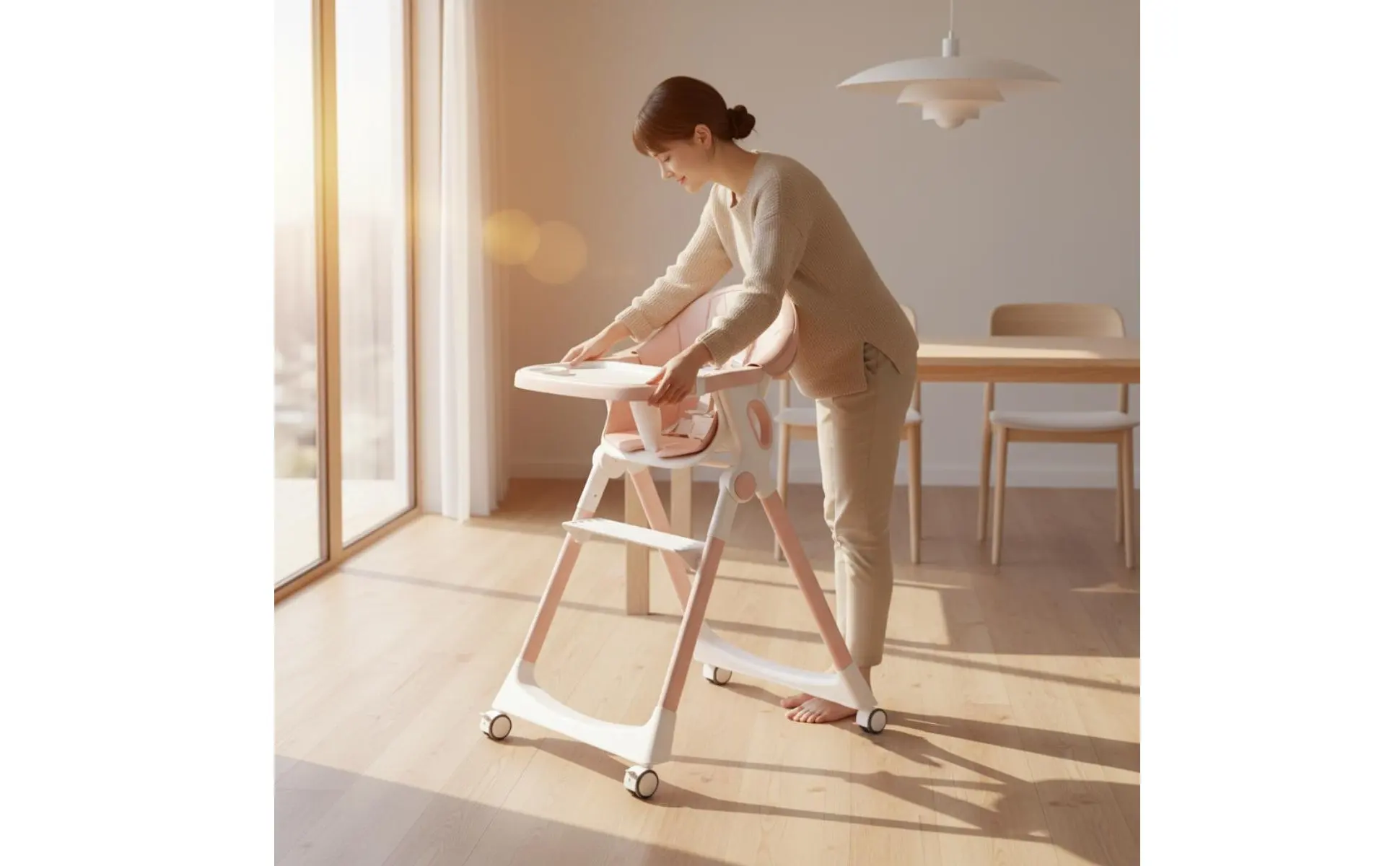 Silla de comedor ajustable para bebé con estructura piramidal estable