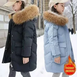 Chaqueta acolchada de invierno para niña con capucha de felpa