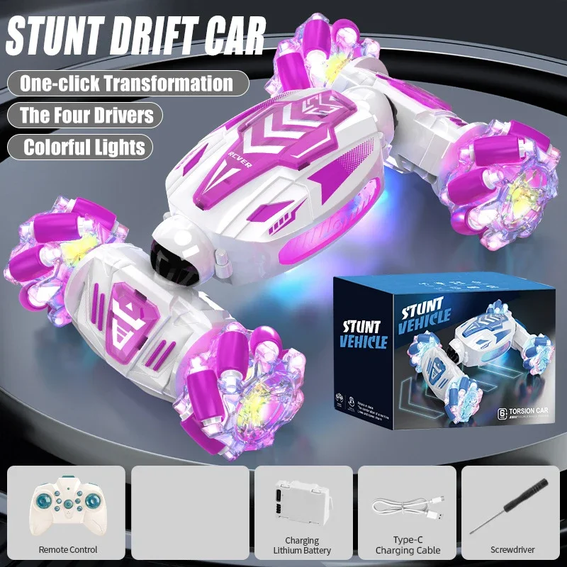 Coche RC acrobático con luces y control remoto dual para niños - imagen 4