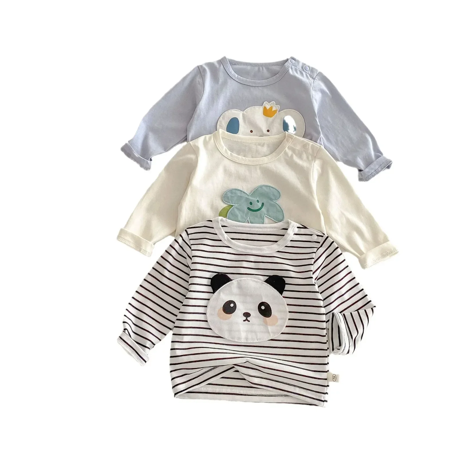 Camiseta infantil de dibujos animados con parches estilo coreano