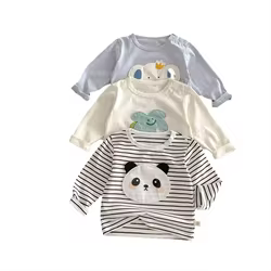 Camiseta infantil de dibujos animados con parches estilo coreano