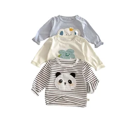 Camiseta infantil de dibujos animados con parches estilo coreano