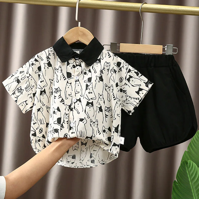Conjunto verano para niños – Camiseta de algodón con estampado + short