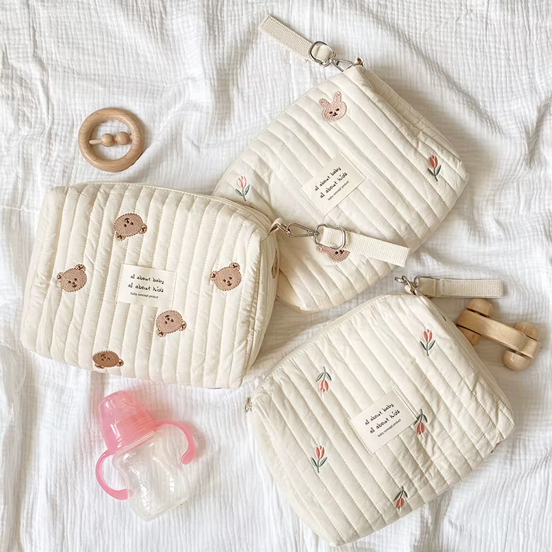 Bolsa maternal con estampado bordado para bebé