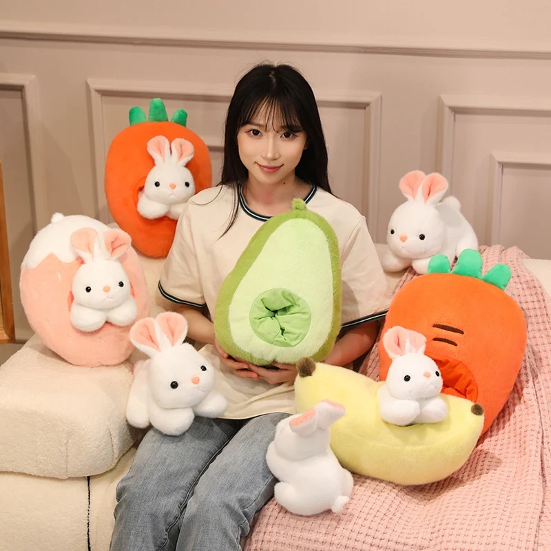 Peluche de conejo con abrazo frutal, suave y creativo - imagen 4