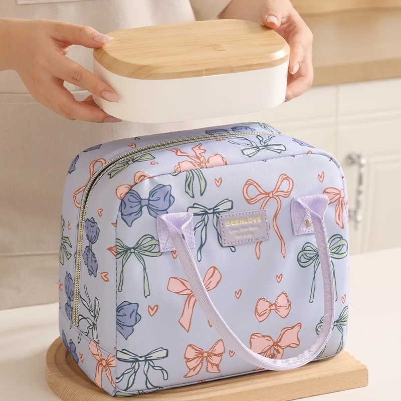 Bolsa térmica de almuerzo con estampado de lazo, aislada