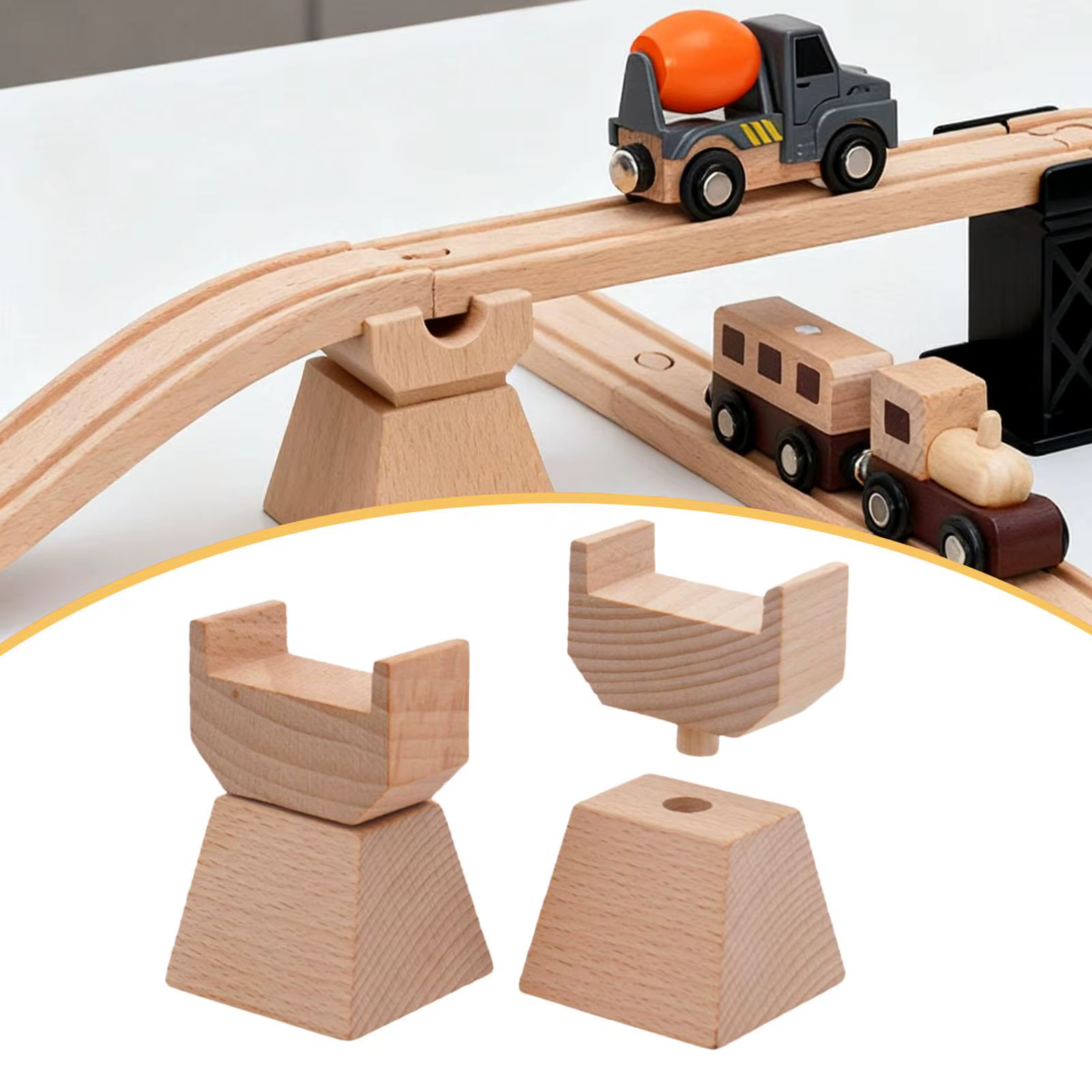 Elevadores de vía de tren de madera con soportes giratorios infantiles - imagen 5
