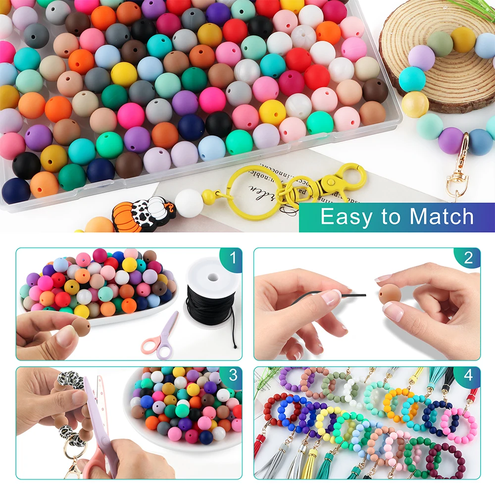 Cuentas redondas de silicona para pulseras y collares – DIY infantil - imagen 5