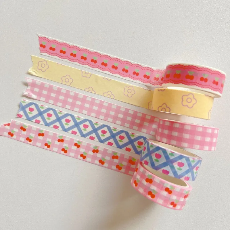 Cinta washi adhesiva decorativa a cuadros en tonos dulces - imagen 3
