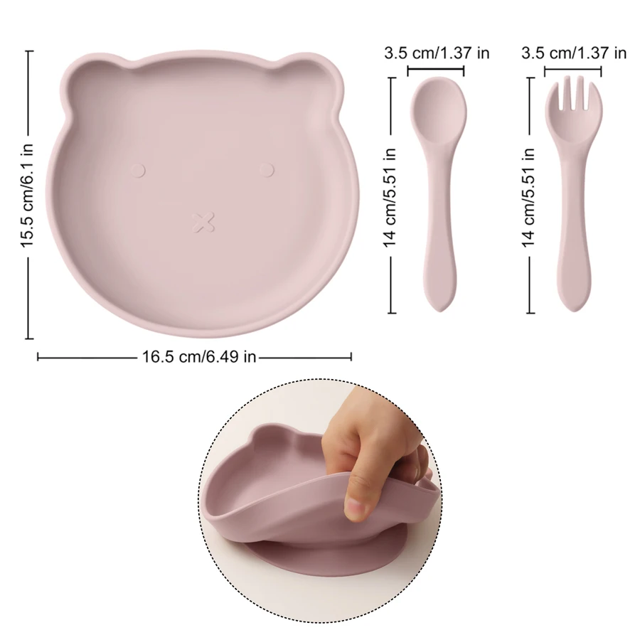Set de silicona para bebé: plato ventosa, cuenco y cubiertos - imagen 4