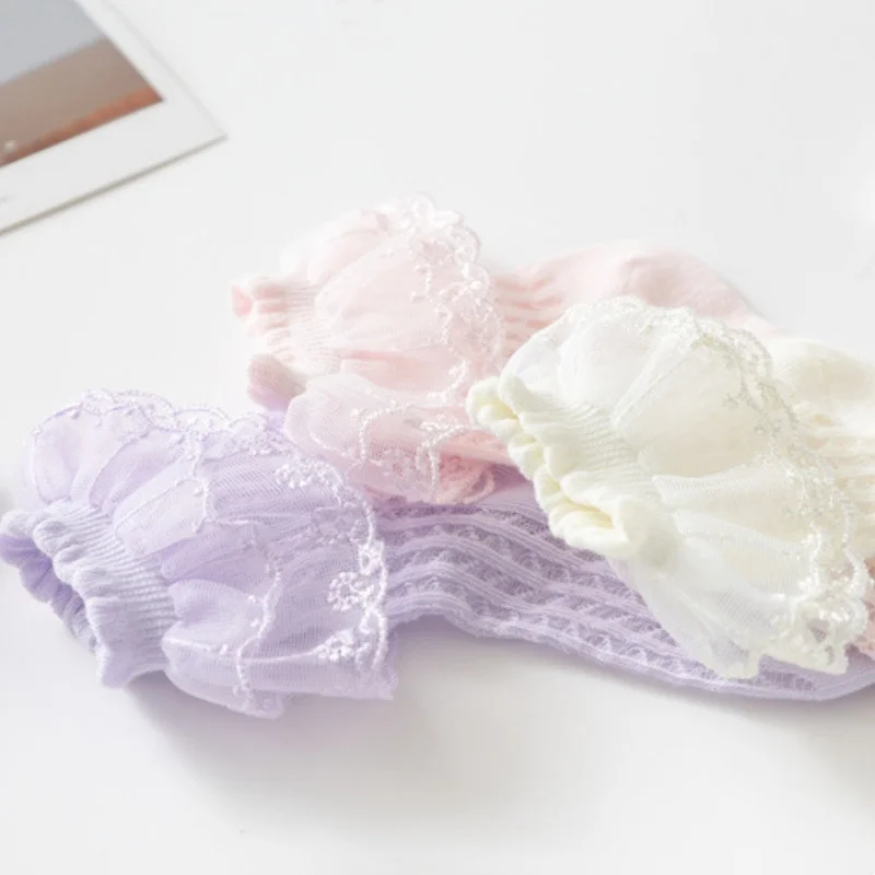 Calcetines altos con encaje de algodón para niña estilo princesa - imagen 5