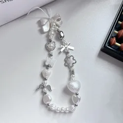 Colgante infantil con cordon y dije floral - lazo blanco barroco