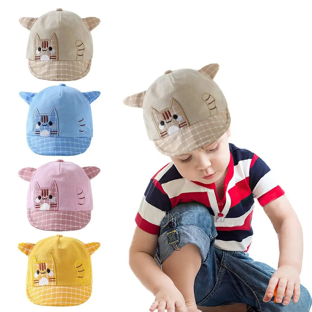 Gorra de béisbol infantil con estampado de gato en color azul