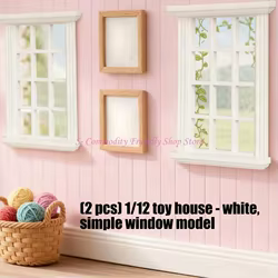 Ventana en miniatura de madera para casa de muñecas, fácil montaje