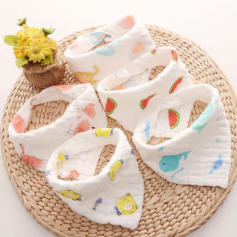Babero de muselina tipo bandana con estampado animal para bebé - imagen 5