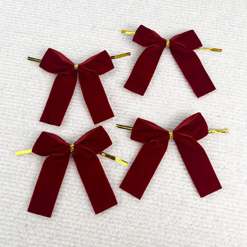Adorno para árbol de Navidad de lazo de terciopelo rojo - imagen 5