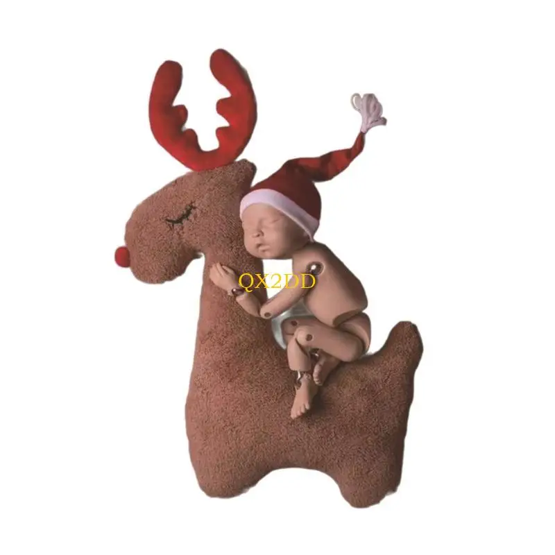QX2D Accesorio fotografía para recién nacidos peluche reno - imagen 3