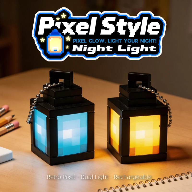 Llavero linterna LED pixelado encendido