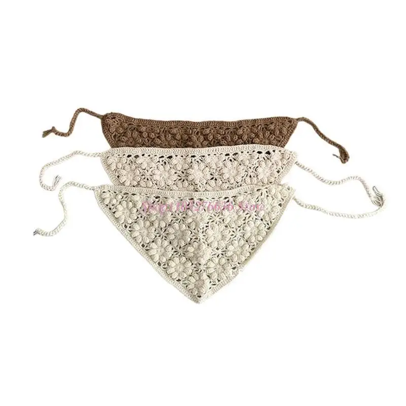 Gorro tejido calado recortado para niñas, estilo elegante con bufanda - imagen 2