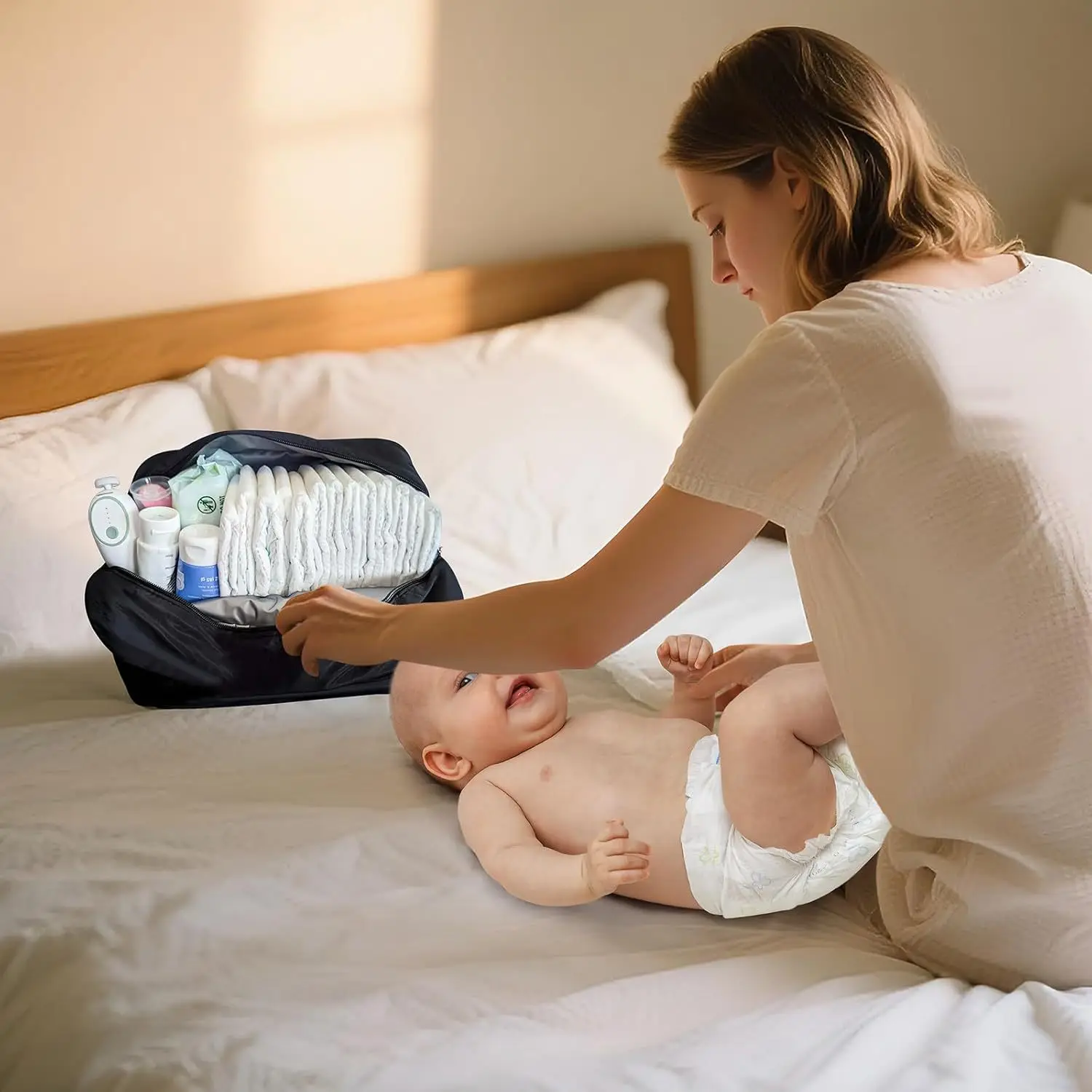 Bolsa de pañales impermeable gran capacidad para viajes con estilo - imagen 2