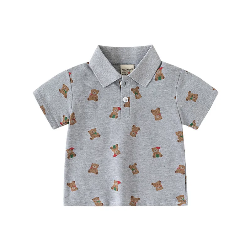 MILANCEL Camiseta tipo polo de verano holgada con oso para niños - imagen 5