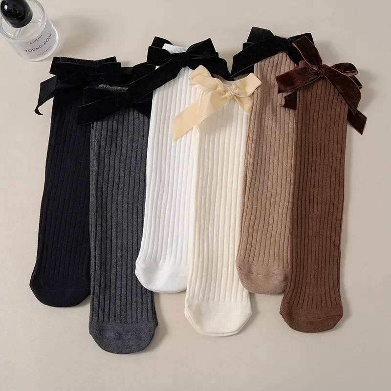 Calcetines altos de algodón suave con lazo de princesa escolares - imagen 4