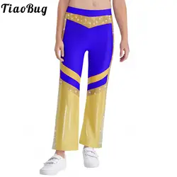 Traje de patinaje artístico con cintura elástica y pantalón acampanado