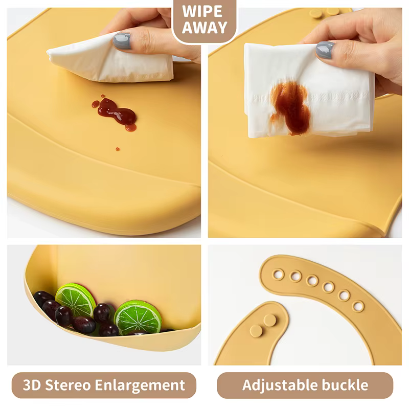 Babero de silicona ajustable para bebé impermeable y lavable - imagen 5