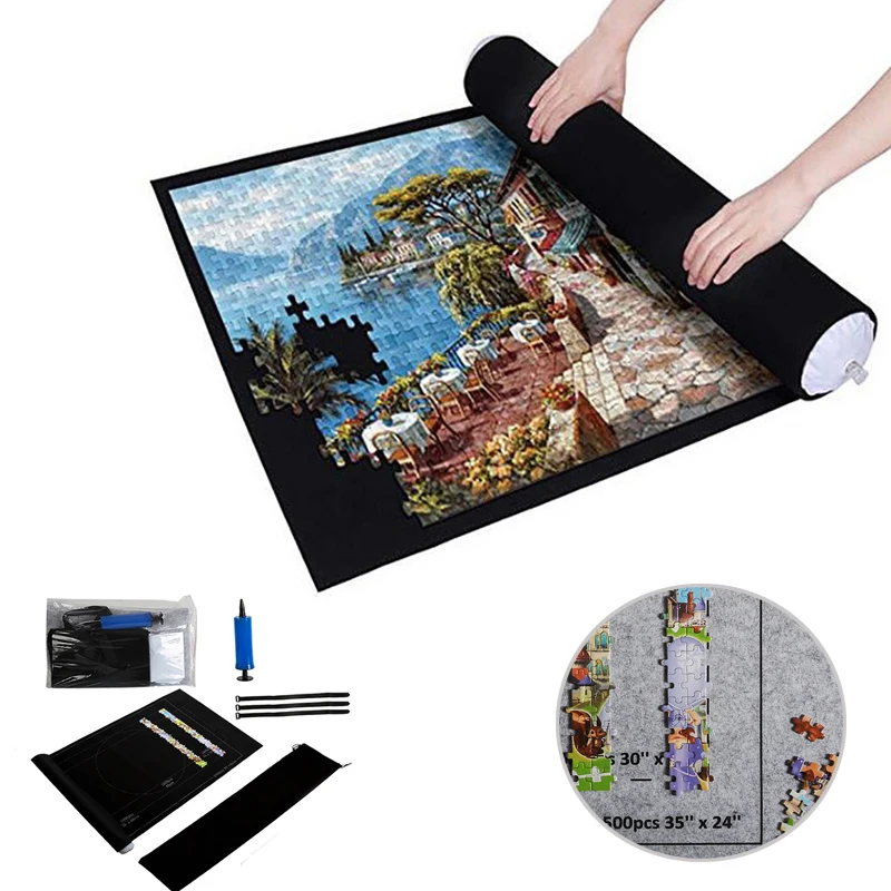 Tapete de fieltro extendido con puzzle