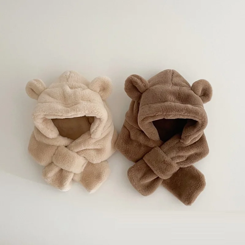 Gorro con capucha y bufanda de borreguito con orejas de oso - imagen 3