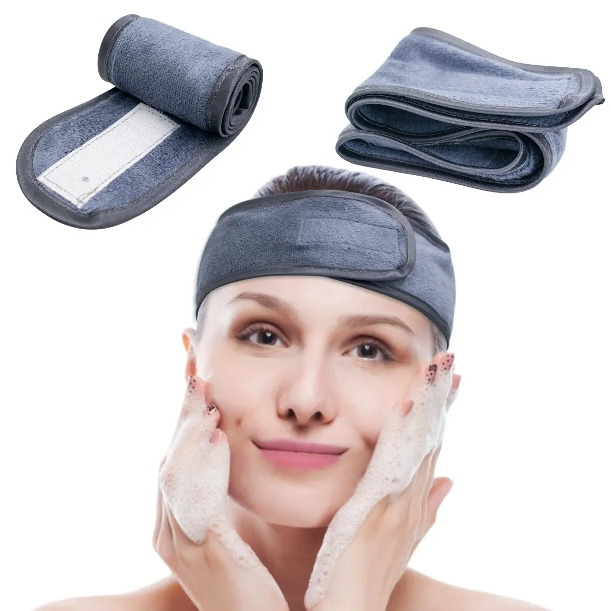 Toalla facial ajustable para lavado con diadema de baño estilo spa