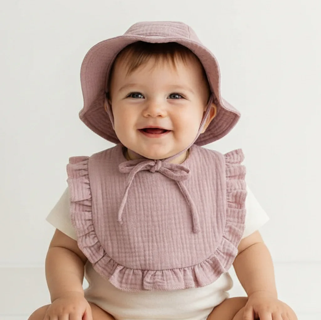 Gorro fisherman de algodón con babero para bebé, suave y cómodo - imagen 2
