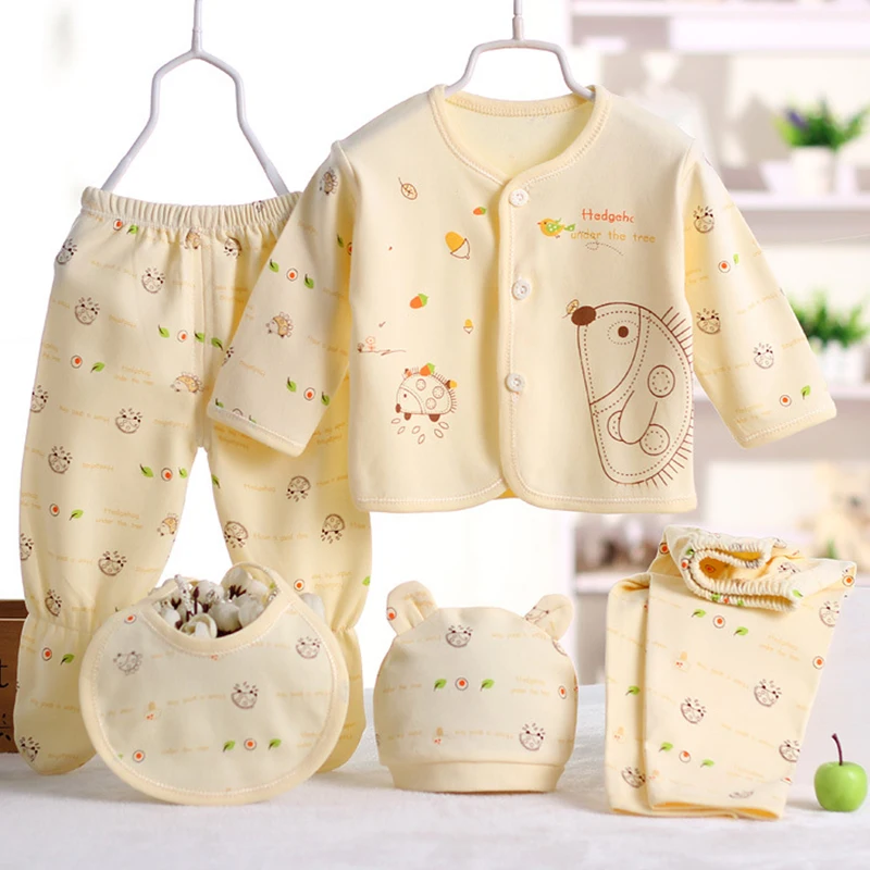 Conjunto recién nacido algodón con dibujos animados, tops y pantalones suaves - imagen 2