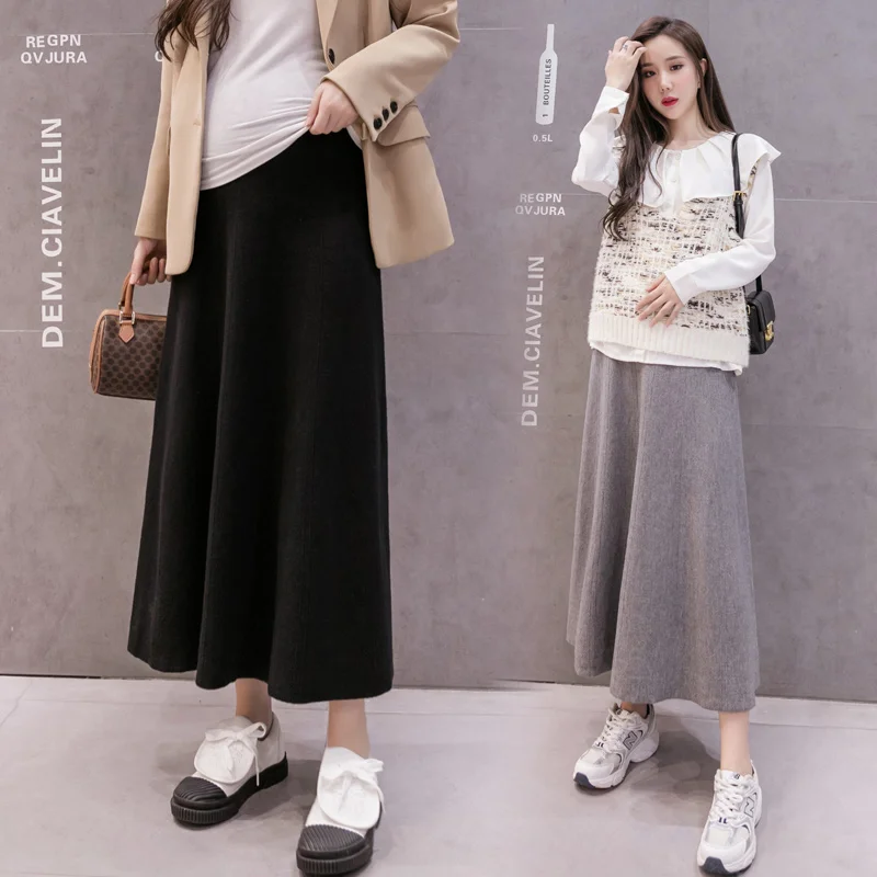 Falda de maternidad tejida en línea A para otoño e invierno - imagen 3