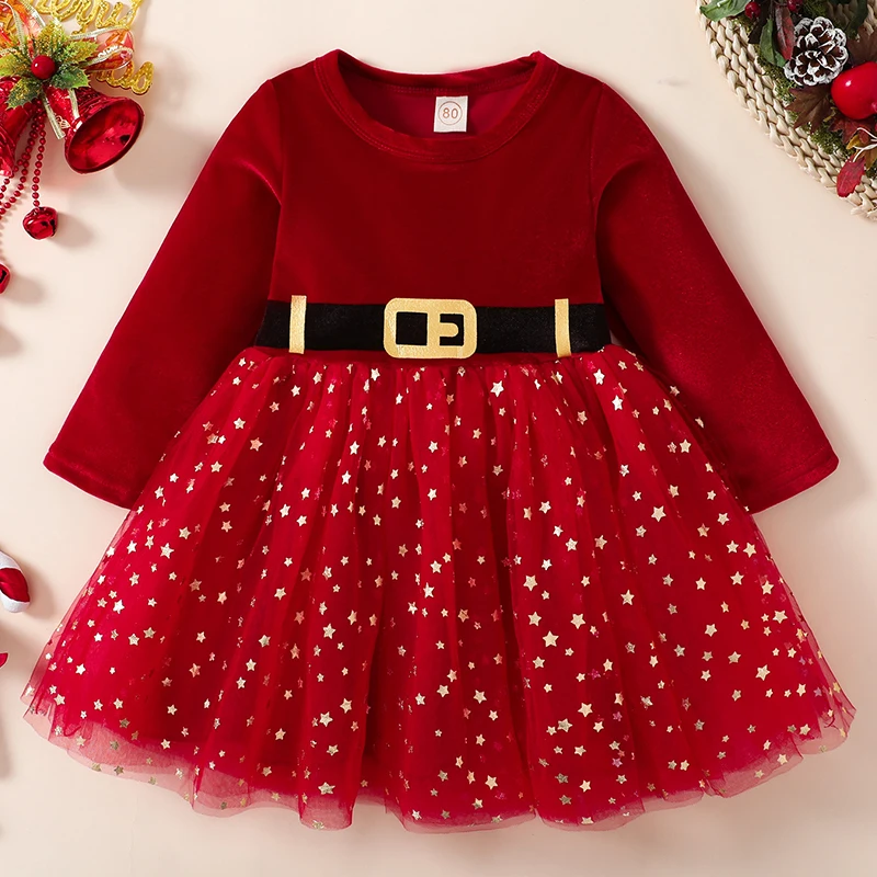 Vestido de fiesta infantil princesa otoño con encaje rojo - imagen 5