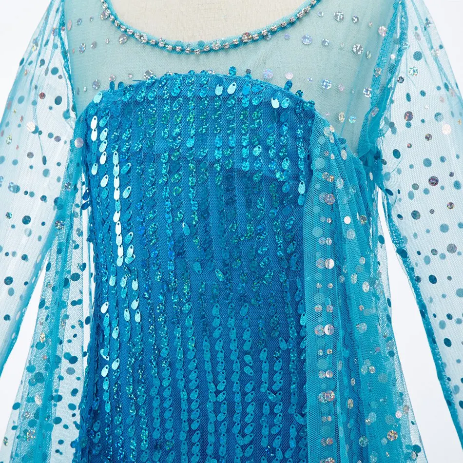 Disfraz tipo vestido de Elsa con lentejuelas azules para niñas - imagen 2