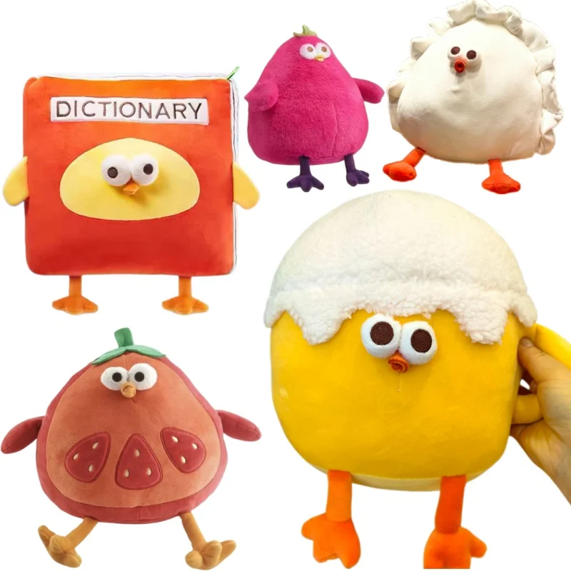 Peluche de pollo con motivo tomate, juguete almohada infantil - imagen 2