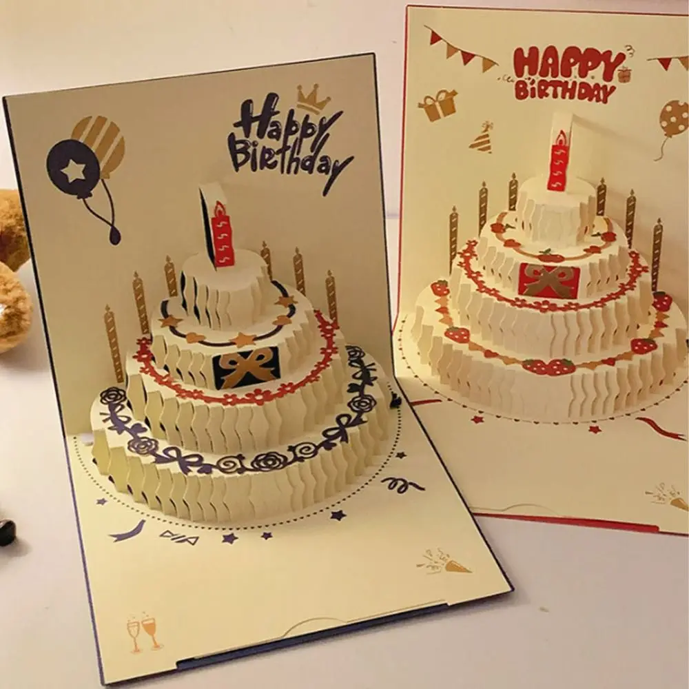 Tarjeta de cumpleaños plegable 3D con sobre y mensaje para niños - imagen 2