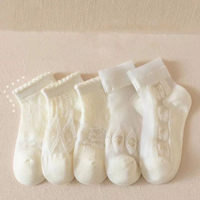 Calcetines de verano de algodón suave para niñas Encaje de princesa - imagen 4
