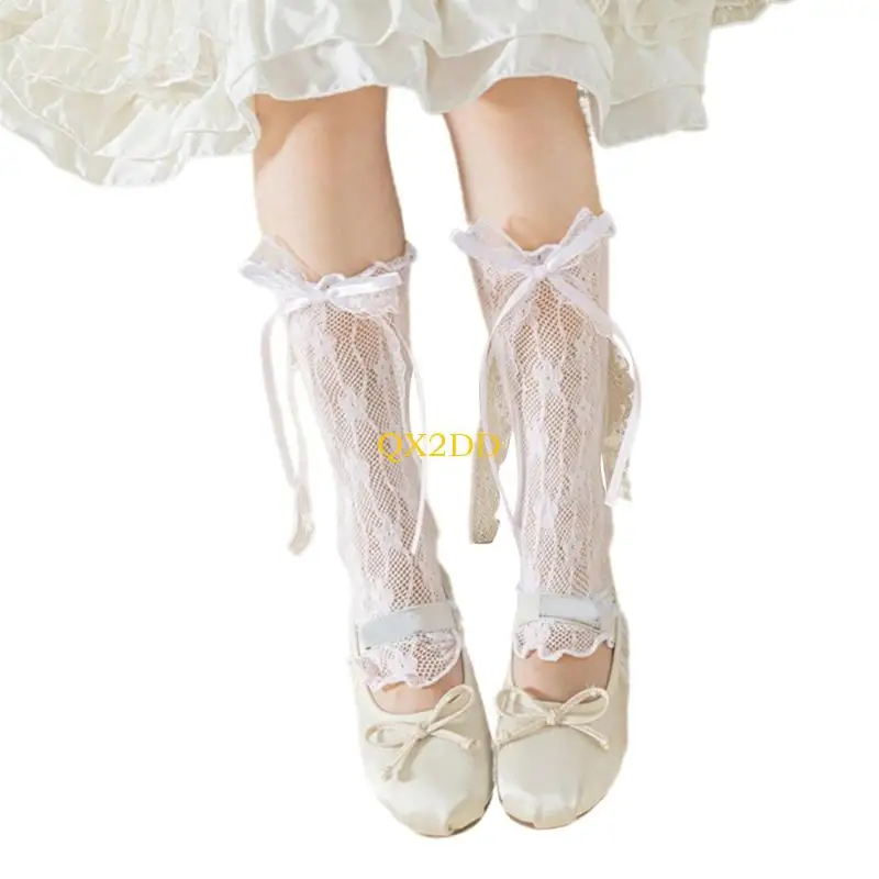 Calentadores de piernas con encaje para niñas – Estilo ballet - imagen 3