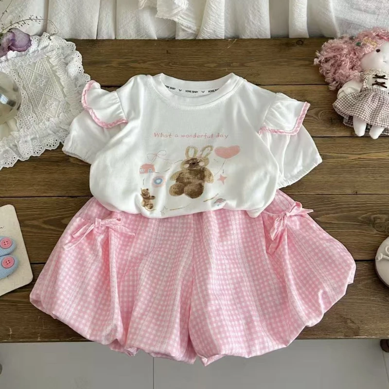 Conjunto verano infantil niñas dibujo: camiseta y pantalón corto