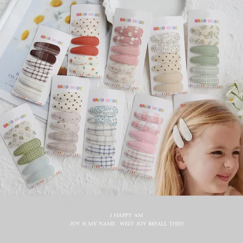 Pack de 6 pinzas infantiles con motivos de café, lunares y flores