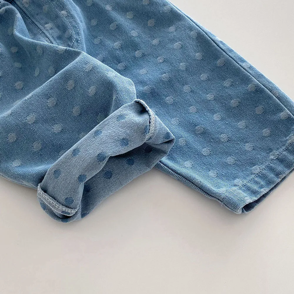 Pantalones de punto suave con lunares grandes para niños - otoño - imagen 5