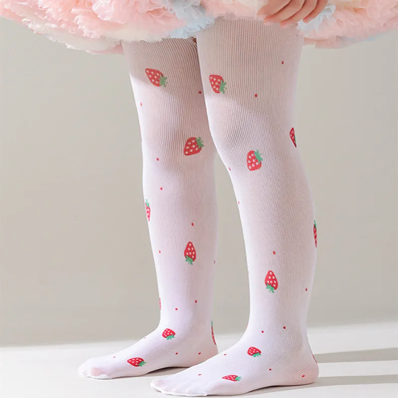 Lawadka pantimedias para niña con estampado de fresa – Finas y suaves - imagen 3
