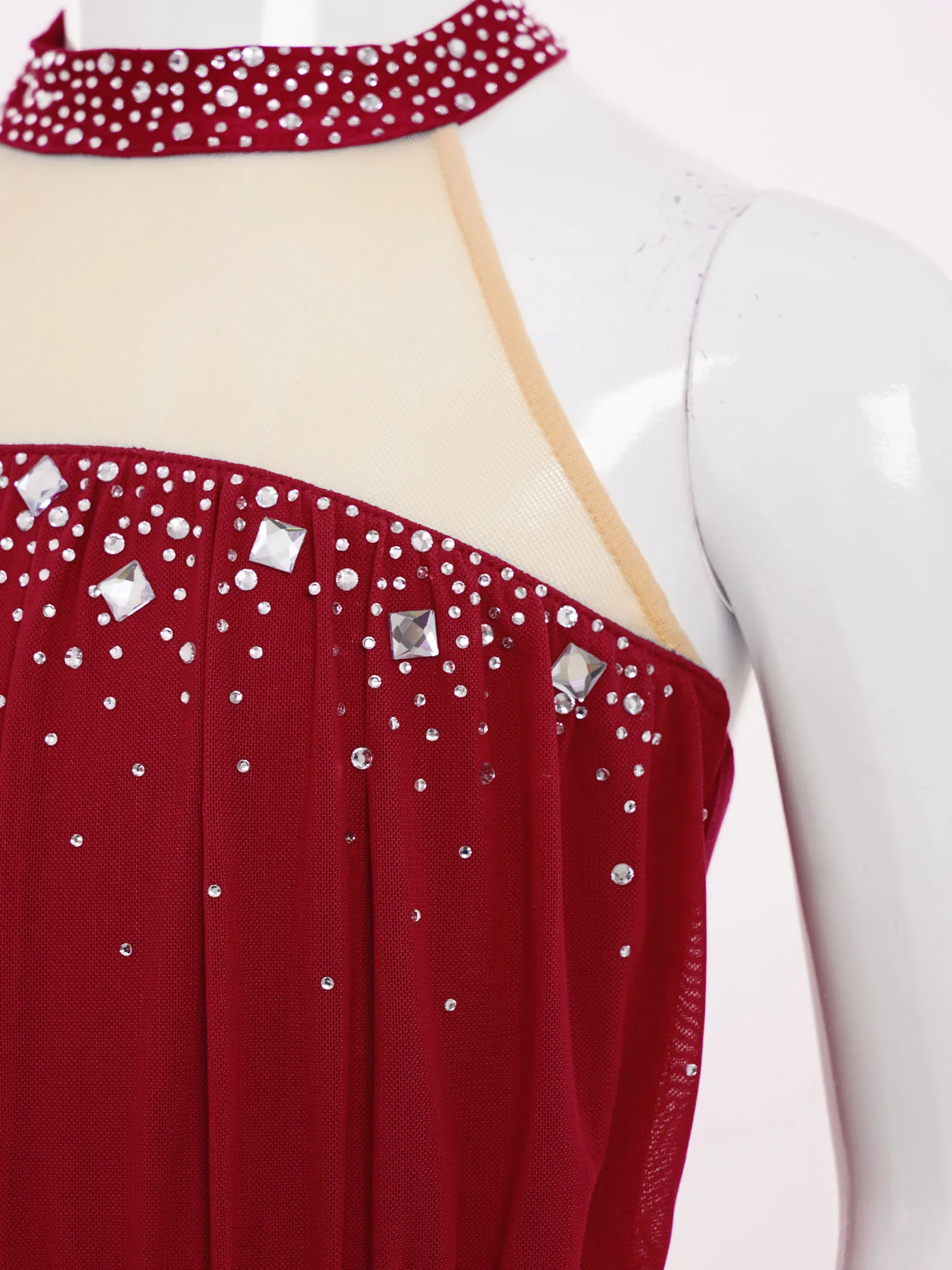 Vestido de ballet para niñas con espalda descubierta y pedrería - imagen 4